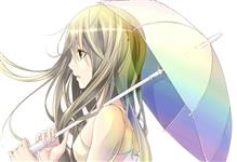 white-long-hair-green-eyes-umbrellas-anime-girls